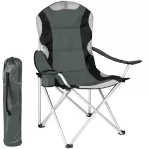 Image of Tectake 2 Lightweight Folding Camping Chairs, Padded & Packable - Grey