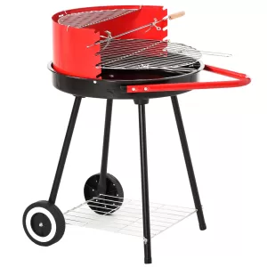 Image of Outsunny Charcoal Barbecue Grill, 67x51x82cm-Red/Black