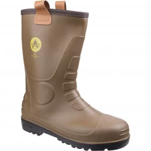 Image of Amblers Mens Safety FS95 Waterproof PVC Pull On Safety Rigger Boots Tan Size 5