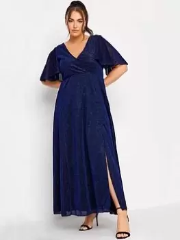 Image of Yours Metallic Maxi Dress, Blue, Size 20, Women