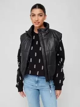 Image of HUGO Felere Cropped Water Repellent Padded Gilet - Black Size M Women