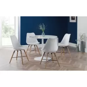Image of Julian Bowen - Dining Set - Blanco Round White Table & 4 Kari White Chairs