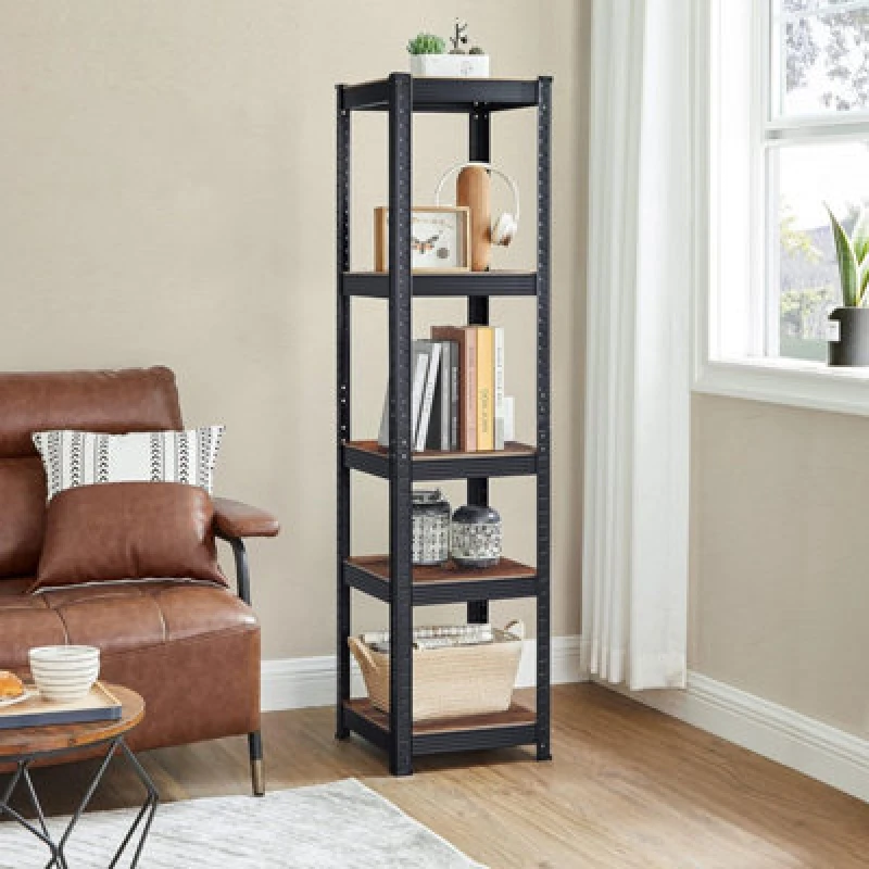 Image of SONGMICS 5-Tier Steel Shelving Unit 37 x 37 x 150 cm, Rustic Brown + Black / 1 Rustic Brown + Black