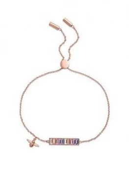 Image of Olivia Burton Rainbow Bee Baguette Bar Rose Gold Tone Bracelet