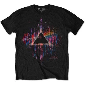Image of Pink Floyd - Dark Side of the Moon Pink Splatter Unisex Medium T-Shirt - Black