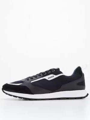 Image of HUGO Icelin Mix Fabric Runner Trainers, Navy, Size 8, Men