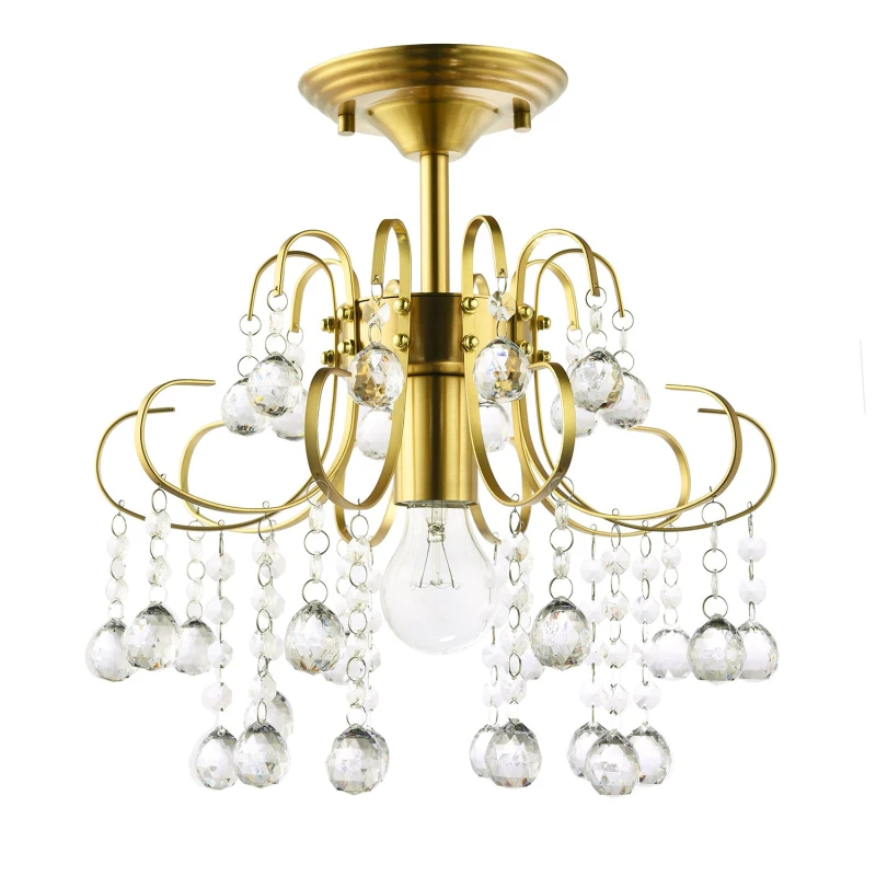 Image of Happy Homewares Waterfall Satin Gold Ceiling Light Fitting with Clear Acrylic Spheres Gold Unisex