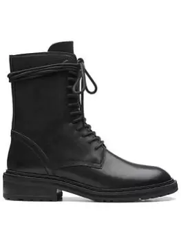 Image of Clarks Tilham Lace Leather Ankle Boot, Black, Size 3, Women