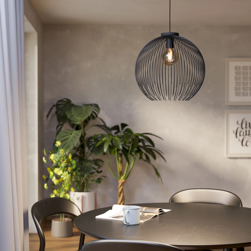 Image of EGLO Venezuela Black Steel Pendant Light Black