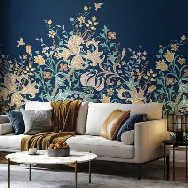 Image of Origin Murals Trailing Lily - Navy Blue Matt Smooth Paste The Wall Mural 350Cm Wide X 280Cm High