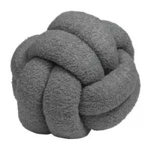 Image of Boucle Knot Fleece Cushion Charcoal