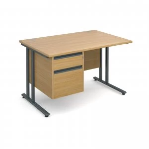 Image of Maestro 25 GL Straight Desk With 2 Drawer Pedestal 1200mm - Graphite c