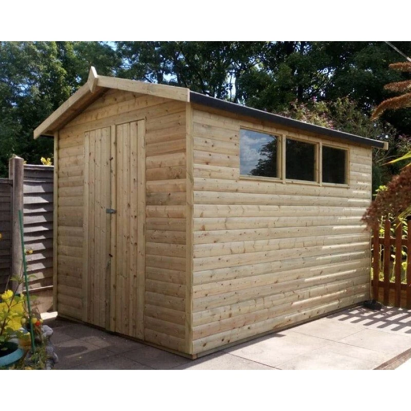 Image of Churnet Valley Garden Furniture Ltd 10 X 8 Apex Garden Shed - Pressure Treated - L244 x W305 x H240cm in Brown Brown Unisex