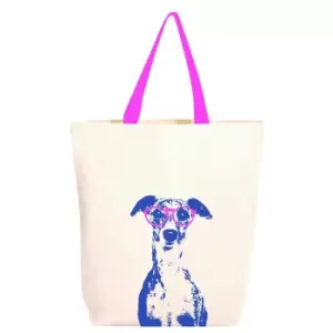 Image of Joules Womens Lulu Shopper Printed Tote Bag Dog Glasses