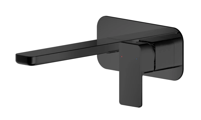 Image of Balterley Square Wall Mount 2 Tap Hole Basin Mixer Tap Back Plate Matt Black unisex