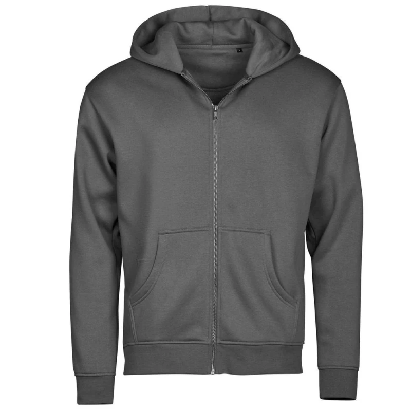 Image of TEE JAYS Mens Urban Hooded Full Zip Hoodie in Mid Grey Size: XS Mid Grey Male XS