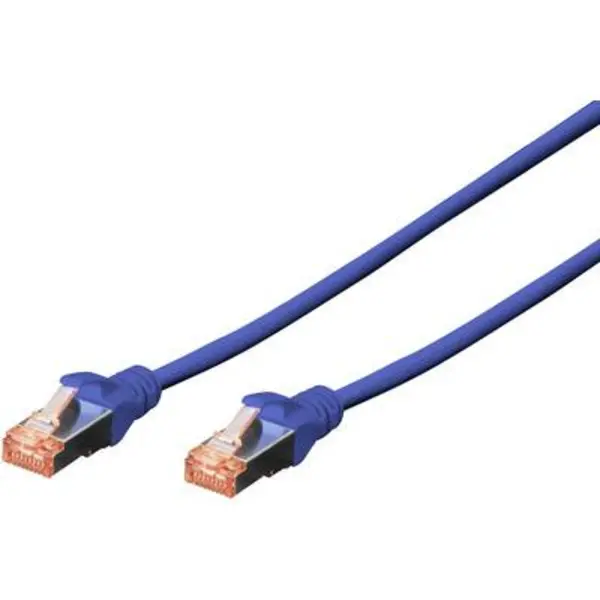 Image of Digitus DK-1644-010/B RJ45 Network cable, patch cable CAT 6 S/FTP 1m Blue Halogen-free, twisted pairs, incl. detent, Flame-retardant DK-16