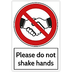 Image of Full Colour Aluminium Prohibition Sign - Please Do Not Shake Hands (200 X 300mm)