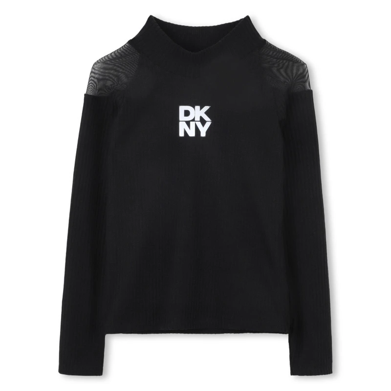 Image of DKNY Kids Mesh Crew Neck Jumper Black female 6Y