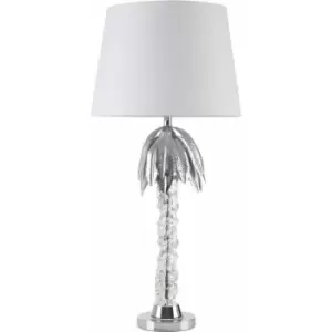 Image of Table Lamp Crystal Stem Chrome Finish With White Shade Desk Lamp For Office / Study Chic and Contemporary w36 x d36 x h75cm - Premier Housewares