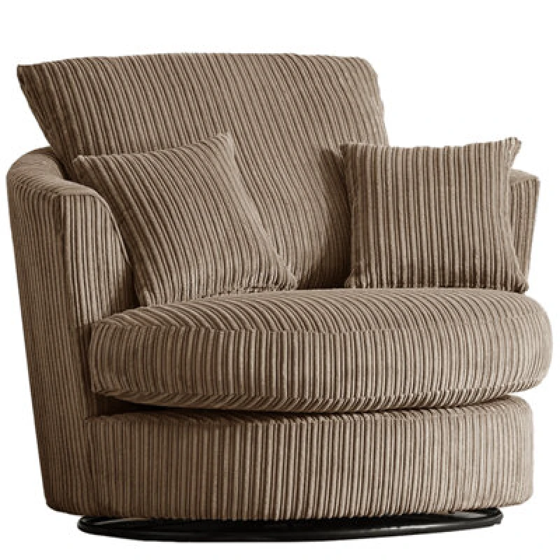 Image of Furnishings For Less UK Luxor Jumbo Cord Coffee Fabric Single Seater 360 Degree Swivel Chair Sofa Accessory