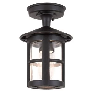 Image of 1 Light Outdoor Flush Lantern Light Black IP43, E27