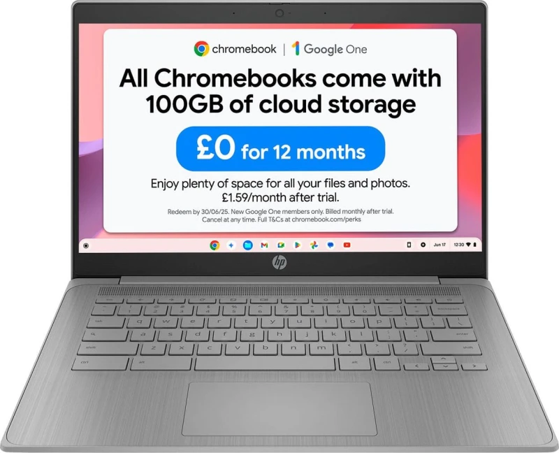 Image of HP 14" 14a-ne1000na Intel Celeron , 4GB RAM, 64GB, eMMC, HD, Chromebook - Grey