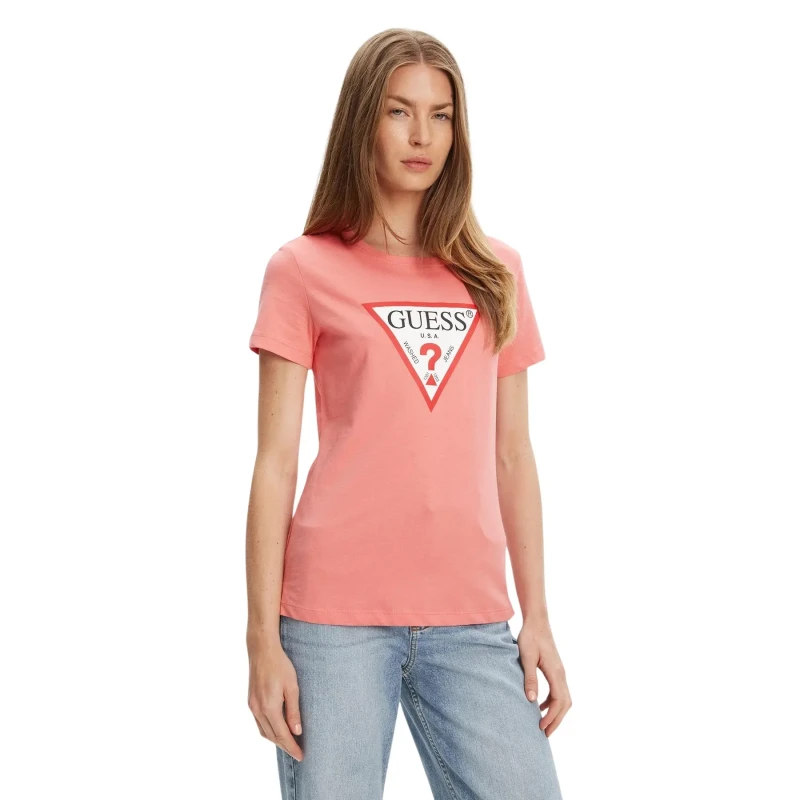Image of Guess Womens T-Shirt Guess Original Rose Female S