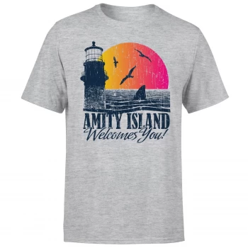 Image of Jaws Welcome To Amity Island T-Shirt - Grey - XS - Grey