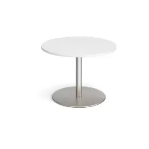 Image of Eternal circular boardroom table 1000mm - brushed steel base and white top