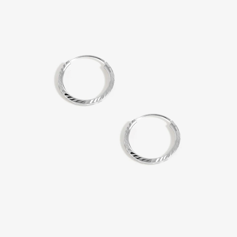 Image of Simply Silver Sterling Silver 925 Textured Mini Sleeper Hoop Earrings Silver female