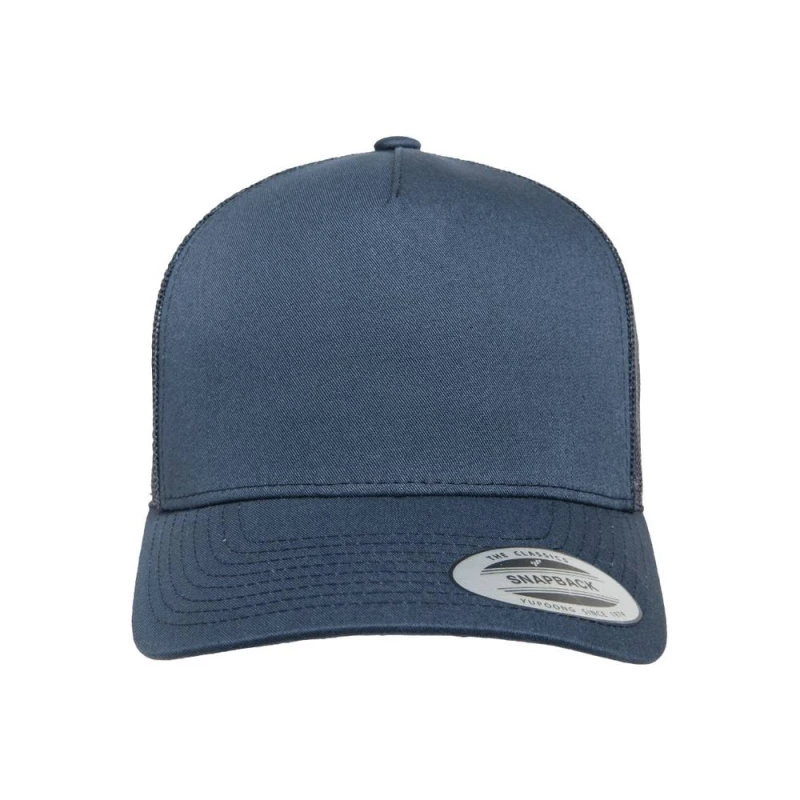 Image of Flexfit by Yupoong 5 Panel Retro Trucker Cap in Navy Navy Unisex One Size