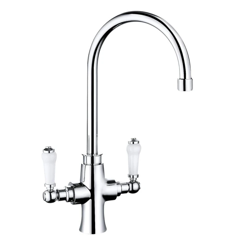Image of Balterley Traditional Dual Handle Kitchen Mixer Tap, Chrome in Silver Silver Unisex