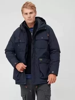 Image of Superdry Mountain Padded Parka Jacket - Navy Size M Men