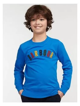 Image of Barbour Boys Oliver Crew Sweat Top - Frost Blue, Frost Blue, Size 10-11 Years