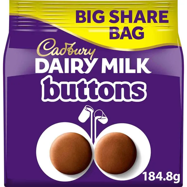 Image of Cadbury Gifts Direct Dairy Milk Giant Buttons Chocolate Share Bag 184.8g 4303854