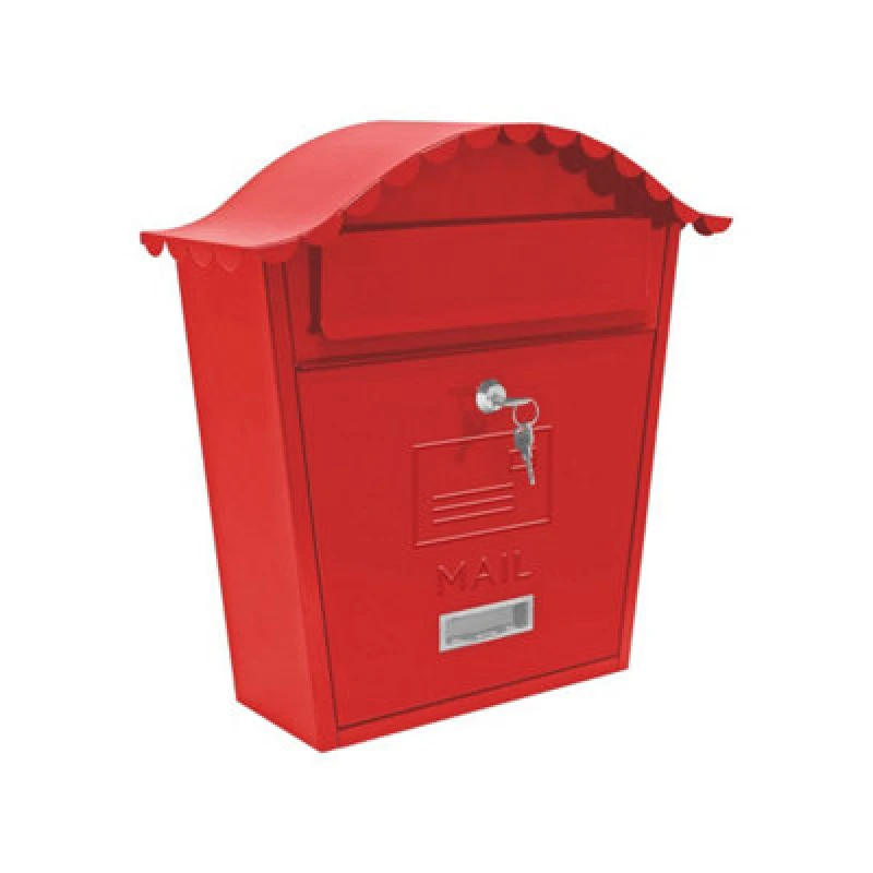Image of GardenKraft Classic Wall Galvanised Steel Post Box - Red