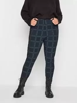 Image of Yours Check Bengaline Trouser - Blue Size 22, Women