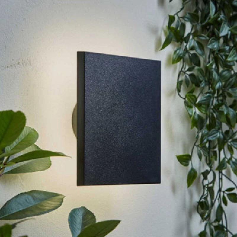 Image of ValueLights ValueLights Chad Backlit Matte Black Square IP65 LED Outdoor Wall Light Black One Size Unisex 5016529274551