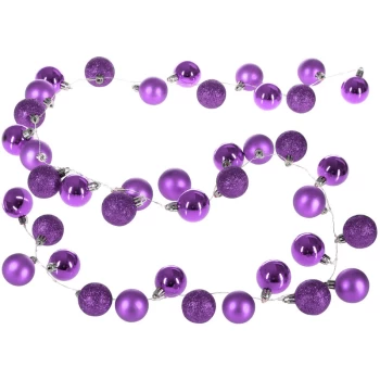 Image of Xmas Fairy Lights Chain with Christmas Baubles - 2m - Timer Function Purple