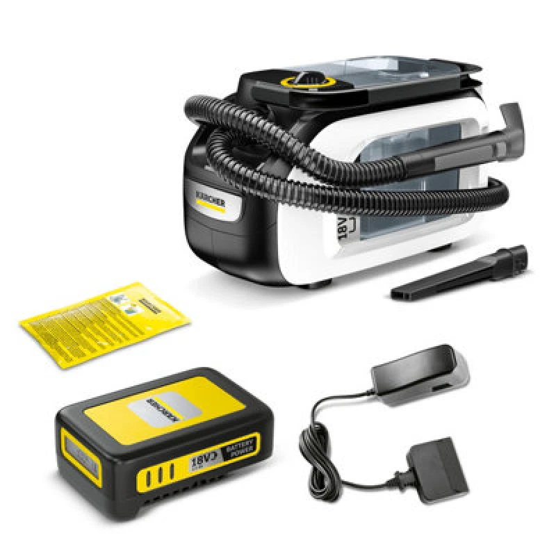 Image of Karcher SE 3-18 18v Cordless Carpet & Upholstery Spot Cleaner White SE 3-18 Batteries: 1 x 2.5ah Li-ion