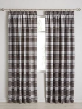 Image of Shetland Check Faux Wool Pleated Curtains