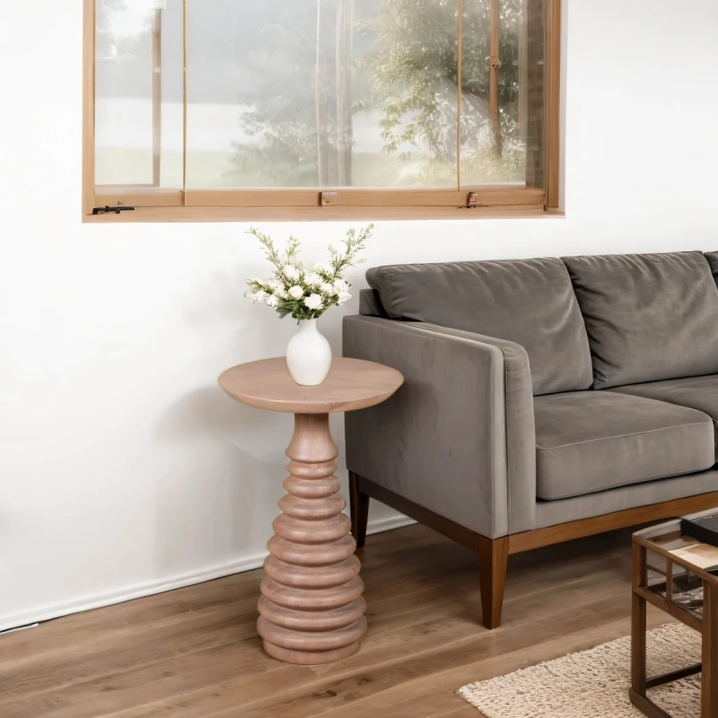 Image of Indian Hub Valencia Cane & Mango Wood Side Table