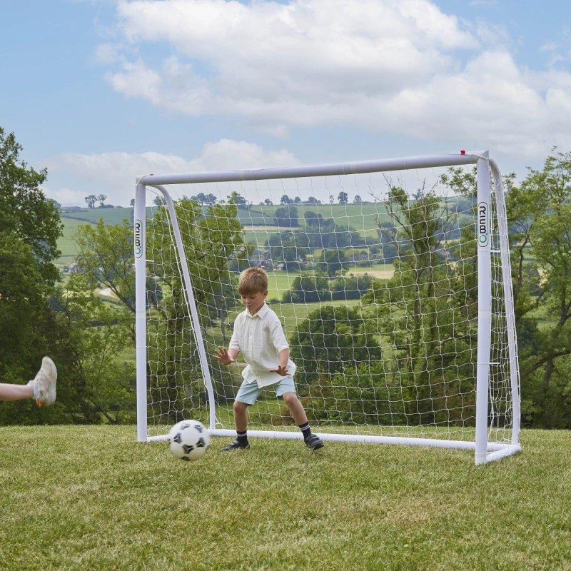 Image of OutdoorToys Portable PVC Locking Football Goal with Nylon Net - 8ft x 6ft in White White Unisex