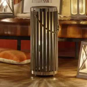 Image of Grey Wash Wood Large Lantern Floor Lamp