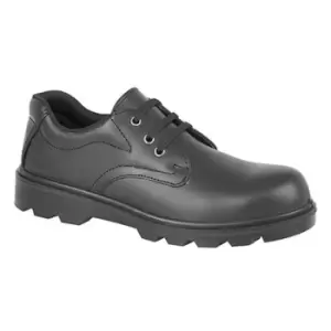 Image of Grafters Mens Plain 3 Eye Shine Leather Safety Shoes (6 UK) (Black)