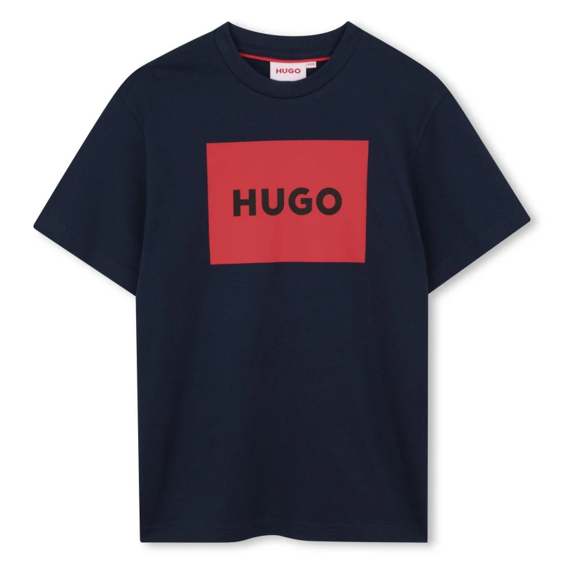 Image of Hugo Unisex Kids Big Logo Cotton Short Sleeve T-Shirt Navy Blue unisex 6Y