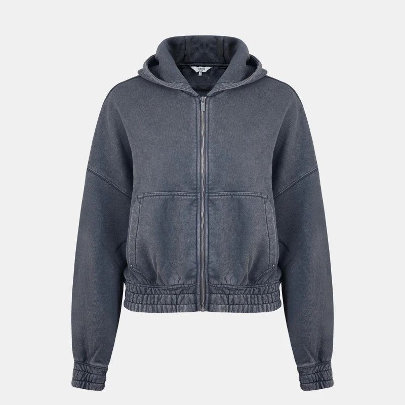 Image of Firetrap Womens Washed ZT Cotton Long Sleeve Zip Hoodie Grey female 10 (38)