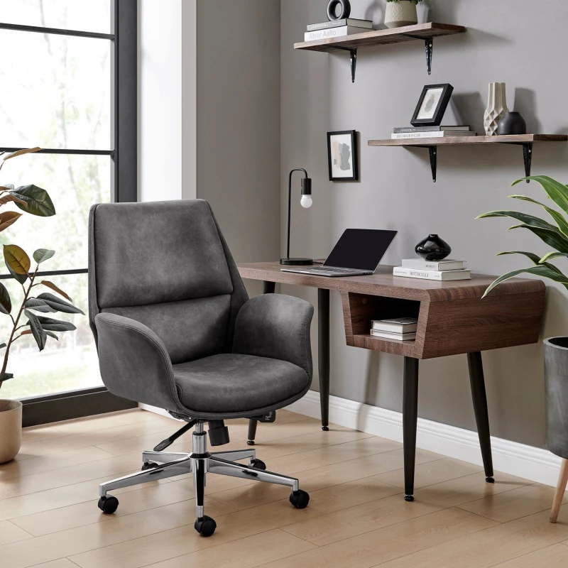 Image of FurnitureboxUK FurnitureboxUK Omni Luxury Black Faux Leather and Silver Office Chair Black One Size Unisex 5056657198657