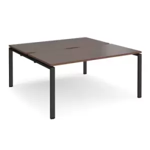 Image of Bench Desk 2 Person Rectangular Desks 1600mm Walnut Tops With Black Frames 1600mm Depth Adapt